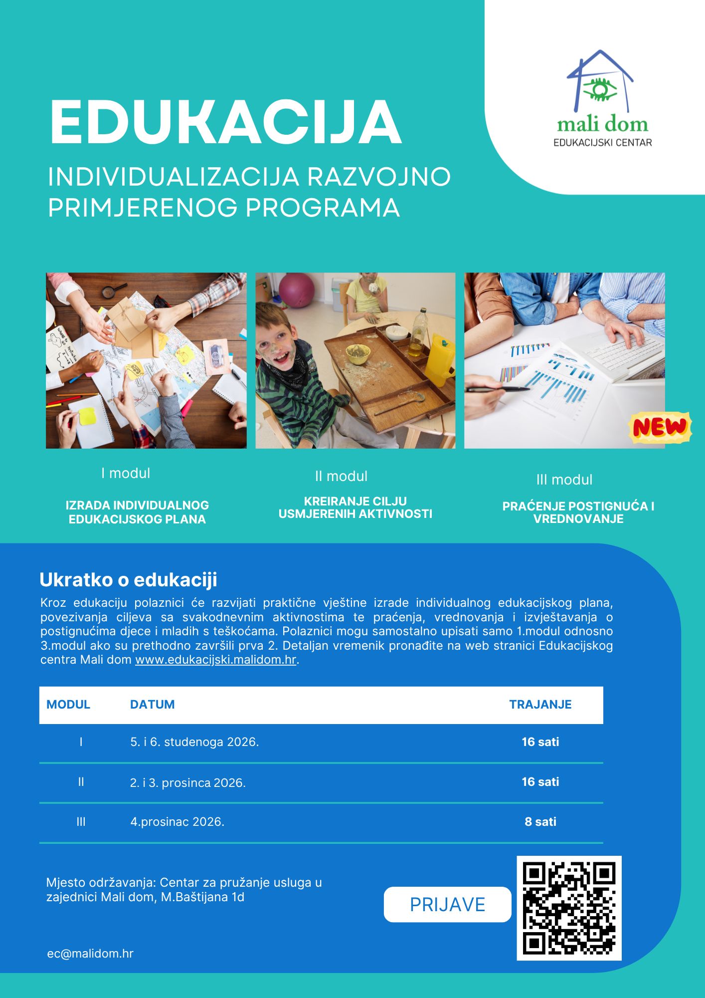 Otvorene su prijave za  edukaciju Individualizacija razvojno primjerenog programa